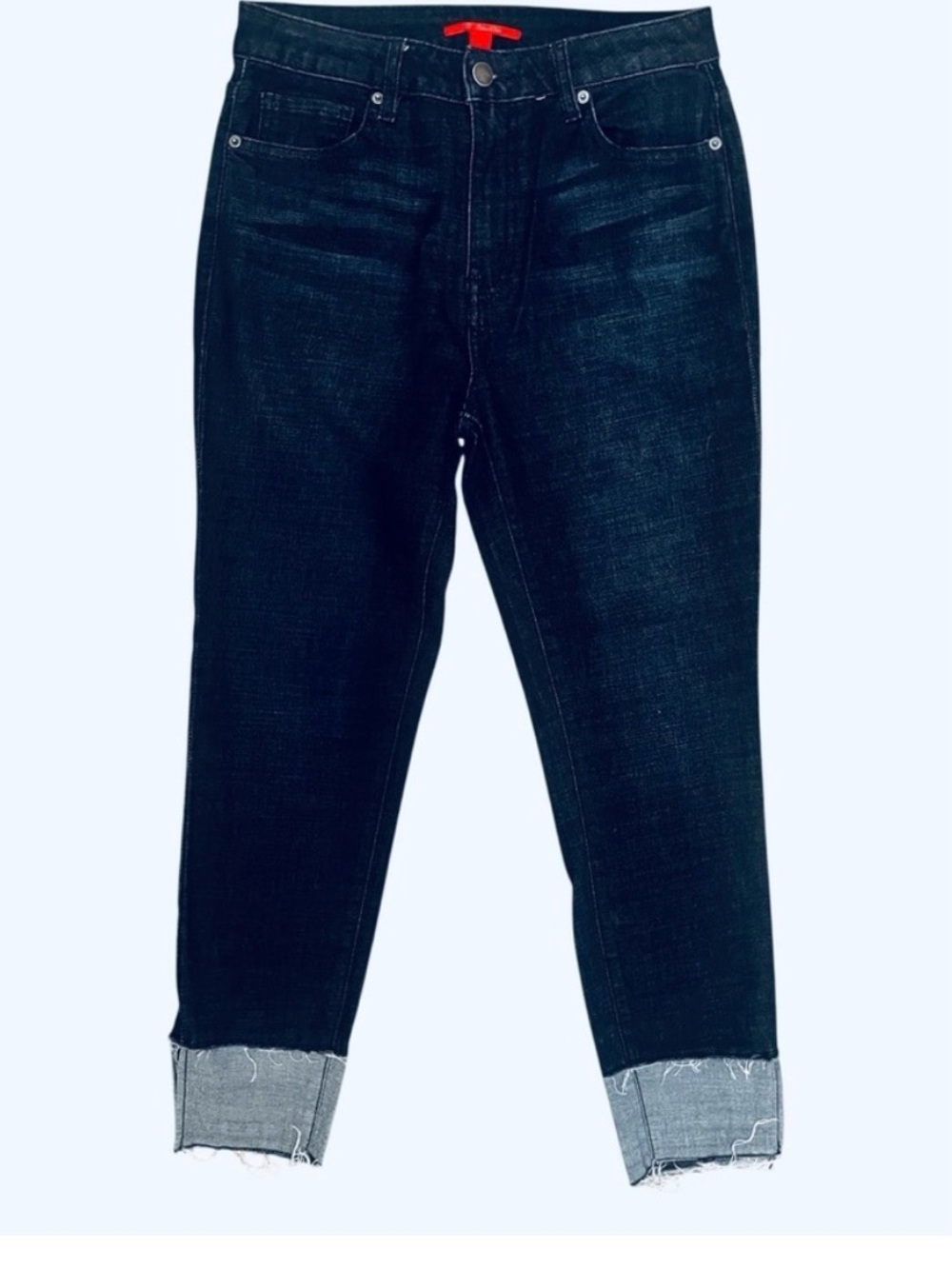 Chelsea & Violet Dark Indigo Frayed Hem Denim Shorts